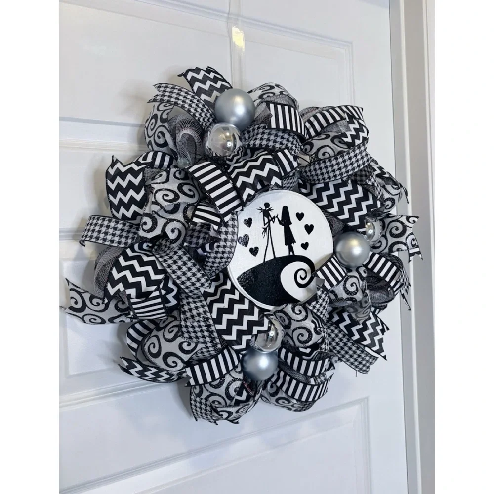 Jack Skellington The Nightmare Before Christmas Wreath Halloween Decor Sally